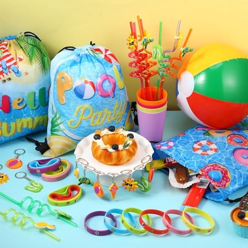 Realspring 91 Pcs Beach Pool Party Favors Set