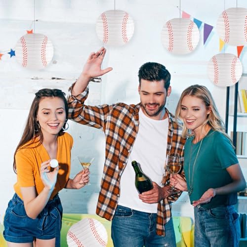 Baseball Party Decorations White Hanging Paper Lanterns Pack of 10