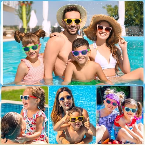 Kids Neon Sunglasses Bulk - 48 Pieces Summer Beach Party Glasses