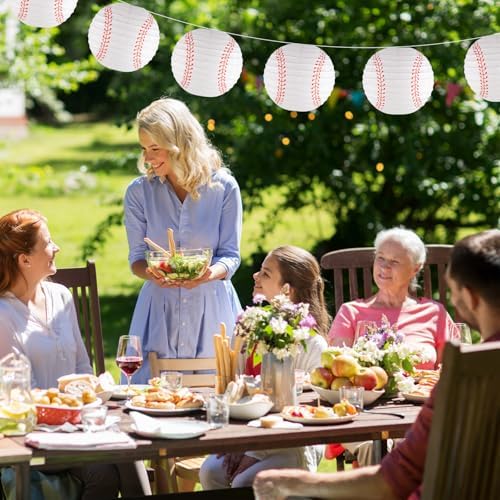 Baseball Party Decorations White Hanging Paper Lanterns Pack of 10