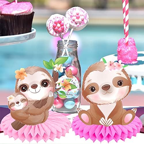 9pcs Sloth Honeycomb Centerpieces for Birthday Party Decor