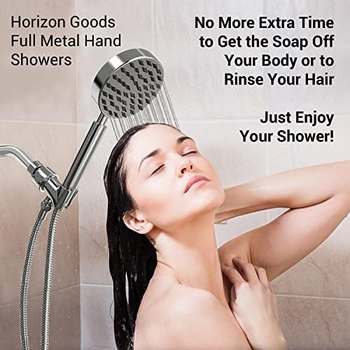All Metal Shower Head with 6 Ft Hose and Adjustable Bracket