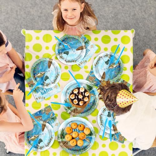 Avezano 192 Pcs Fishing Birthday Plates and Napkins Set Serve 24 Guests
