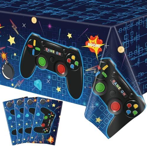 4 Pack Video Game Tablecloths for Birthday Parties