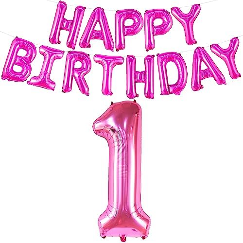 Hot Pink 1 Balloon for First Birthday - 40 Inch Pack of 2