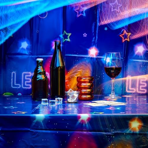 Tegeme 2 Pieces Glow in the Dark Tablecloth 86x51 Inch Neon Party Supplies