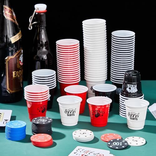 150 Pcs Casino Party Cups 2 Oz Poker Tumbler for Events