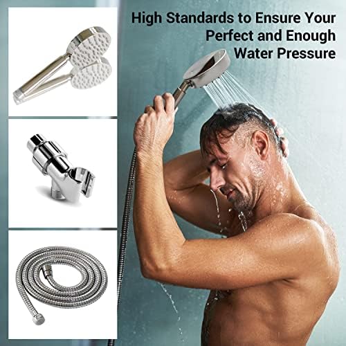 All Metal Shower Head with 6 Ft Hose and Adjustable Bracket