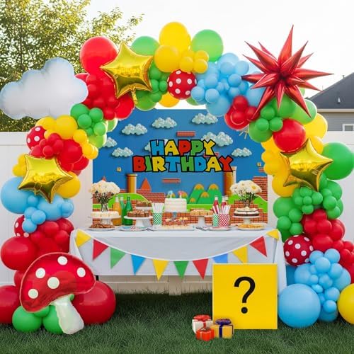 Super Bros Party Decorations Balloon Arch Kit