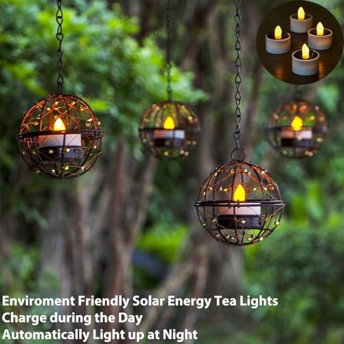 Outdoor Solar Hanging Lanterns 4 Pack Waterproof
