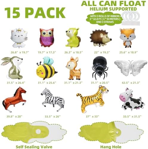 15 Pack Wild Safari Jungle Animal Balloons