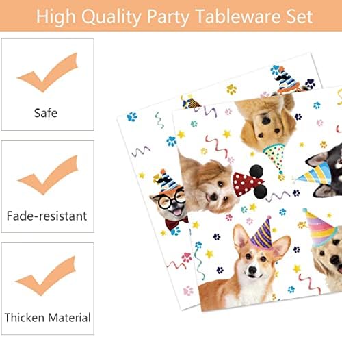 Dog Party Plates and Napkins Set 20 PCS
