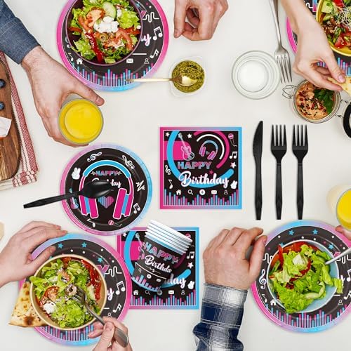 Qiyanpax 168Pcs Music Party Tableware Set for 24 Guests