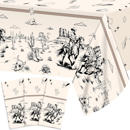 3Pcs Western Party Tablecloth for Cowboy Birthday Decor