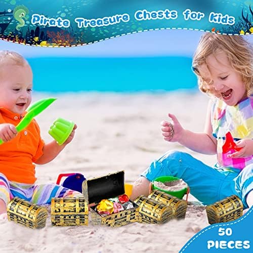 32 Piece Mini Pirate Treasure Chests with Gold Finish