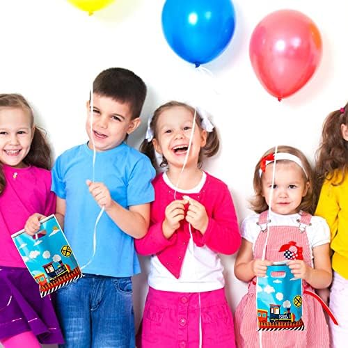 3sscha 50Pcs Train Themed Waterproof Goodie Bags with Handles