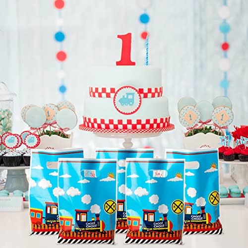 3sscha 50Pcs Train Themed Waterproof Goodie Bags with Handles