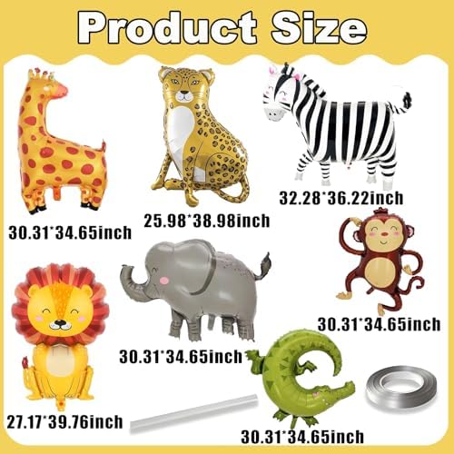 Safari Balloons Set with Animals for Birthday Party Decor
