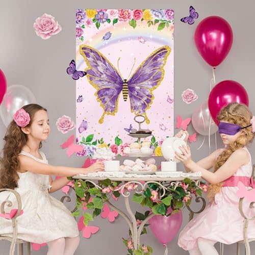 Pin The Tail Butterfly Game with 32 Pcs Tails