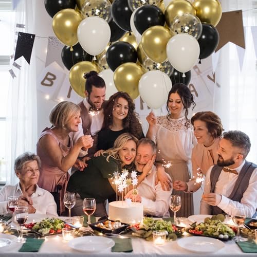 60pcs Black Gold White Balloons Party Decorations