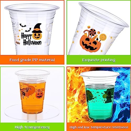 Eaasty 100 Pack Halloween Clear Drinking Cups