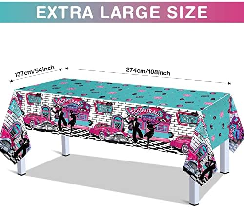 Tiamon 3 Pcs 50s Rock and Roll Tablecloth Party Supplies
