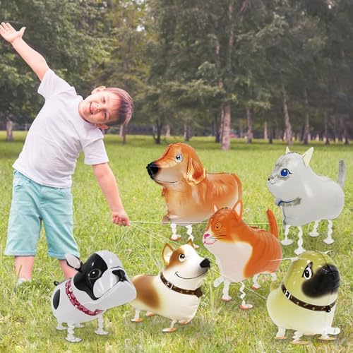 6 Pcs Dog Cat Walking Balloons Party Decorations
