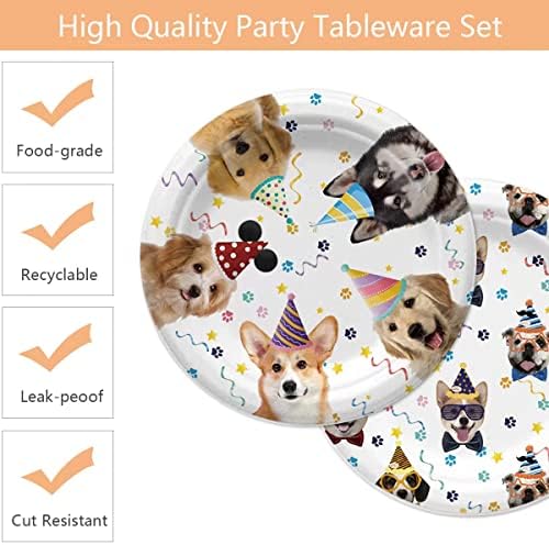 Dog Party Plates and Napkins Set 20 PCS