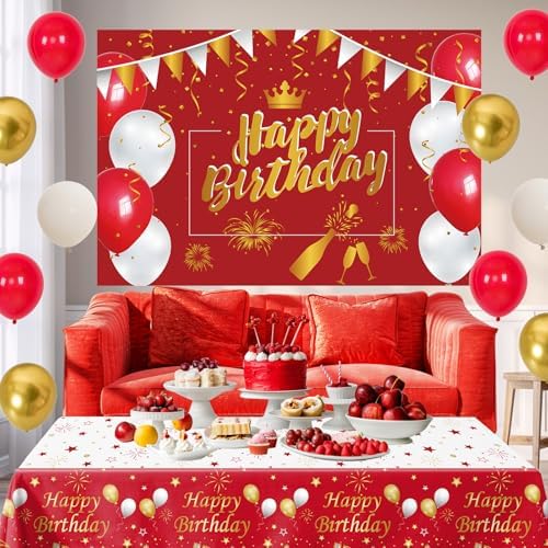 Red and Gold Birthday Decorations Kit