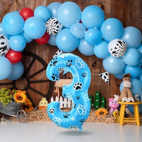 Hungdao 40 Inch Blue Dog Paw Number Balloon