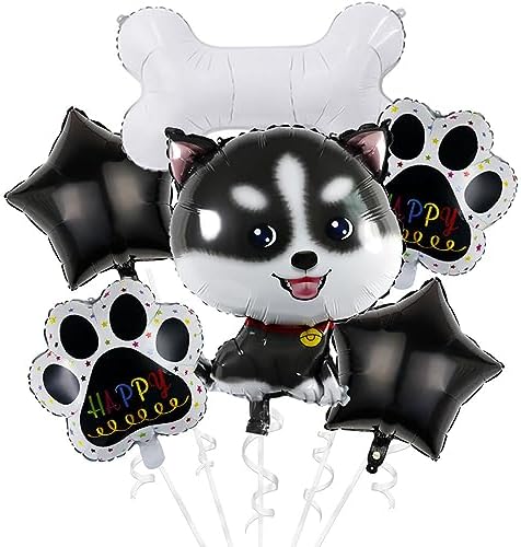 6pcs Cute Husky Dog Balloons for Birthday Decorations