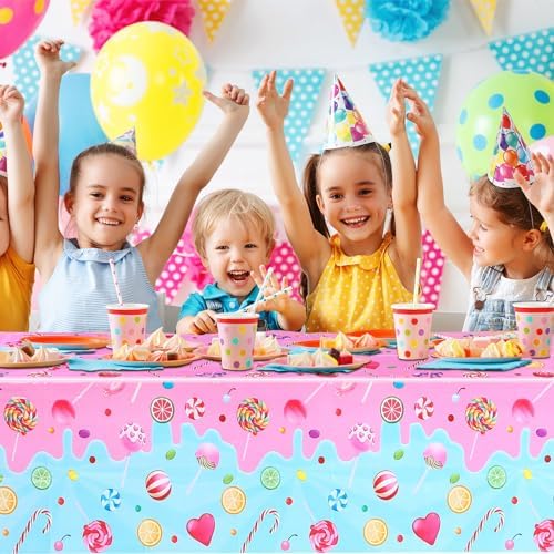 2 Pieces Candyland Tablecloth Party Decorations