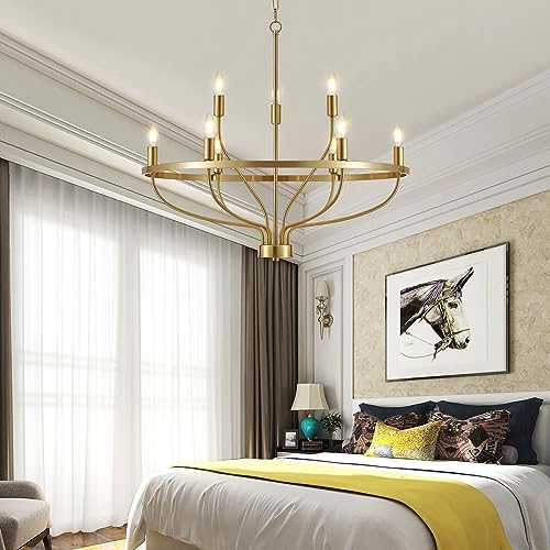 Widluth 30 Modern Gold 9-Lights Chandelier Fixture