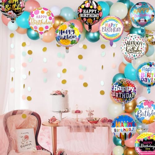 36PCS Happy Birthday Foil Balloons 18 Inch Decor