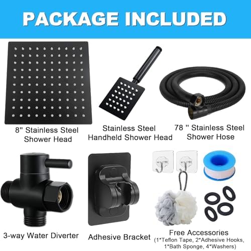 Black Shower Head and Handle Set All Metal