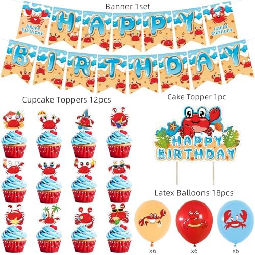 Crab Birthday Party Decorations Set