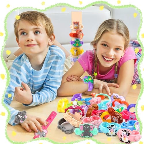 Kiss Monkey 24 Pack Animal Pop Bracelets for Kids Party Favors