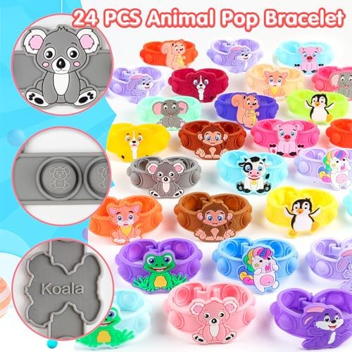 Kiss Monkey 24 Pack Animal Pop Bracelets for Kids Party Favors