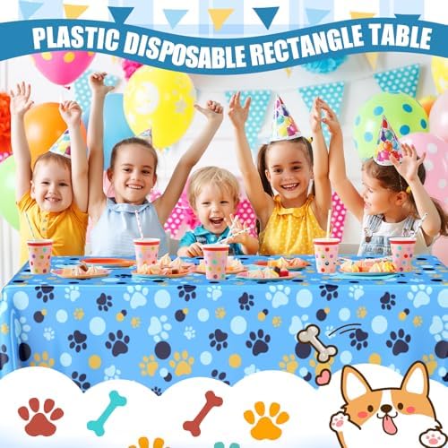 2 Pack Blue Dog Paw Print Tablecloth 54x108 Inch