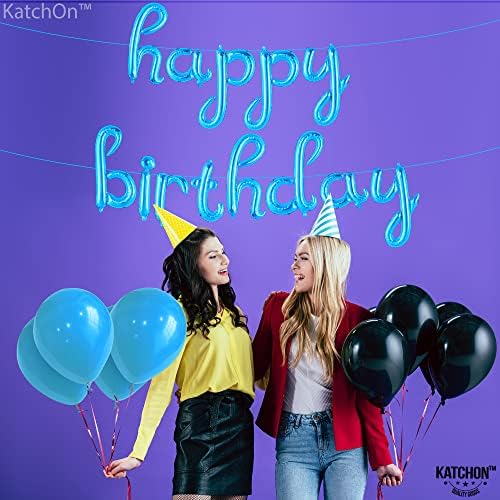 KatchOn Big Blue Number 2 Balloon with Happy Birthday Banner - Pack of 2