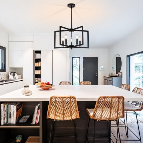 Modern Industrial Black Chandelier with 5 Lights