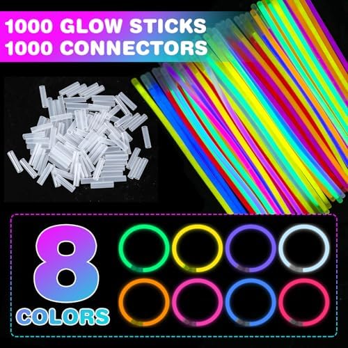 YixangDD 1000PCS Ultra Bright Glow Sticks Party Pack