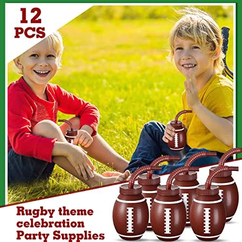 Sawysine 12 Piece Football Cup Set with Straws and Lids