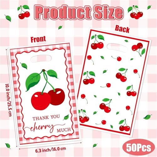 Cherry Party Favor Bags - 50Pcs Red Sweet Cherry Goody Treat Gifts