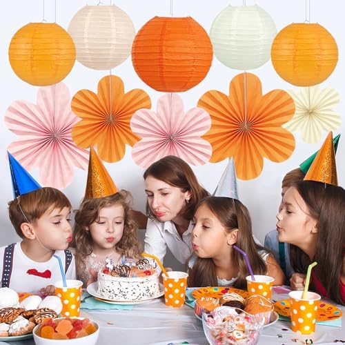 18 Pcs Autumn Pink and Orange Party Decorations Set