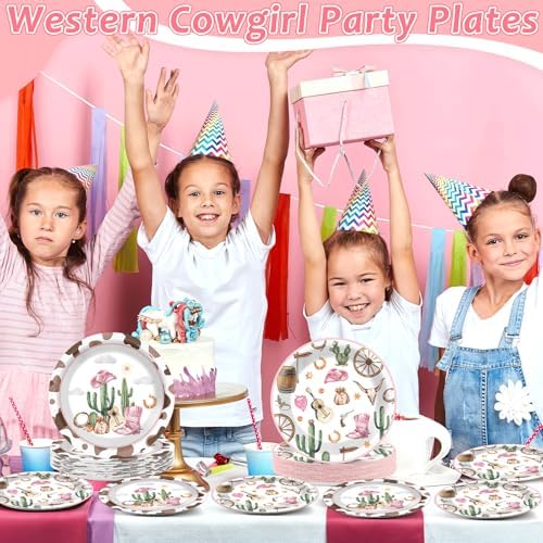 50pcs Western Cowgirl Party Paper Plates with Wild West Designs