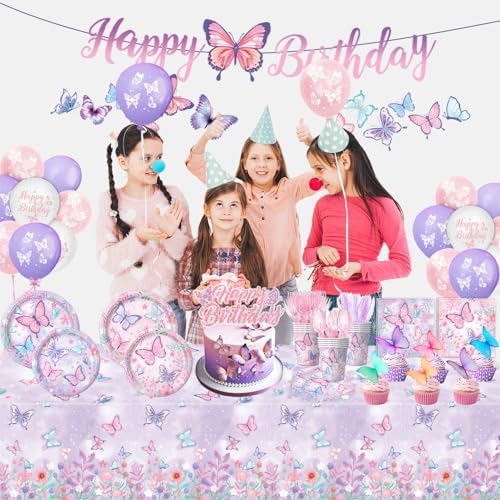 4 Pack Butterfly Tablecloths for Kids Birthday Celebrations