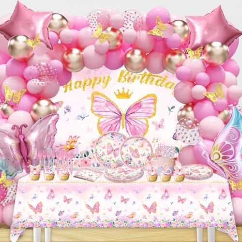 145Pcs Butterfly Birthday Decorations Set