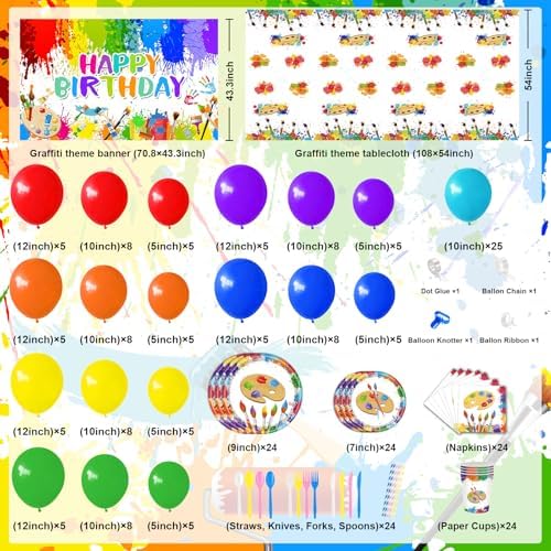 Lecheme Paint Party Decorations 300 Pcs Set