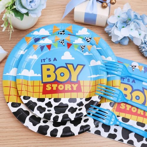 Boy Story Baby Shower Decorations Plates Set 25 Guests